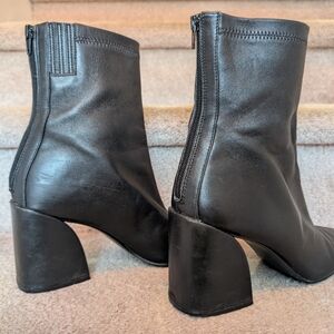 Black Leather 3" Heel Sz 9 AQUA-Julie Square-toe Boot.